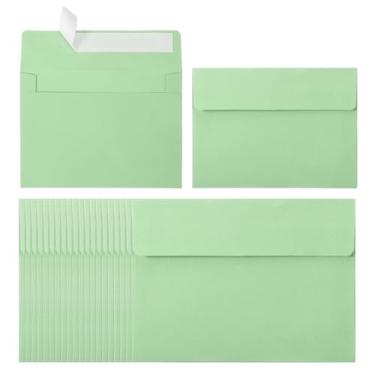 Imagem de PATIKIL Pacote com 60 envelopes A2, envelopes autovedantes de convite verde grama para cartões postais de casamento, fotos, anúncio, correspondência, tamanho 11 x 14 cm