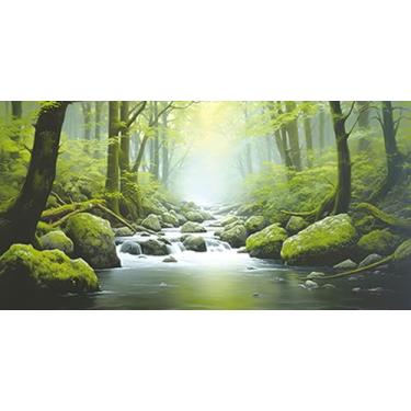 Imagem de Dtekoj Fundo de terrário de floresta tropical 48 x 45 cm, fundo de habitat de réptil de árvore de floresta verde natural, fundo de aquário de floresta tropical enevoada, com fita dupla face de 8 EVA