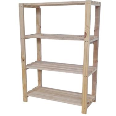 Imagem de Estante Com 4 Prateleiras De Madeira Moderna Pinus 100x70