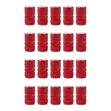 Imagem de Senzeal 20 peças tampas de haste de válvula de pneu tampas de válvula de pneu de alumínio tampas de ar redondas tampas de haste universal para carro caminhão SUV motocicleta bicicleta (vermelho)