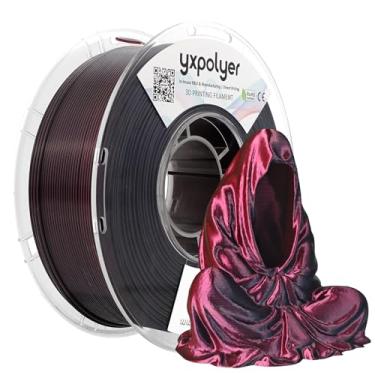 Imagem de YXPOLYER Filamento PLA Filament Premium 2 cores de seda PLA 3D filamento 1,75 mm 1 kg, duas cores preto e vermelho efeito de dois tons