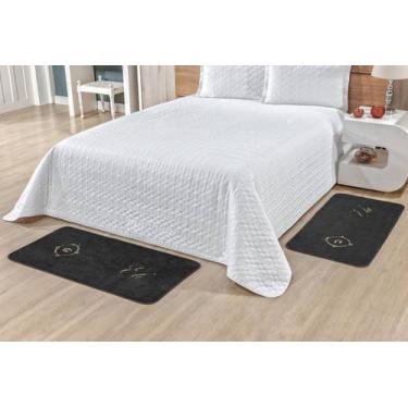 Imagem de Kit Tapete Quarto Coroa 1,00m x 50cm 02 Peças - Preto - Casa Completa 