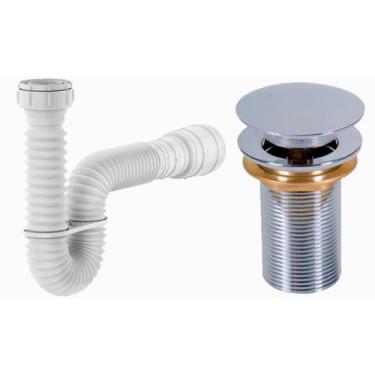 Imagem de Sifão Branco Com Válvula Metal Para Lavatório Pias Cuba Kit - CENSI, 7