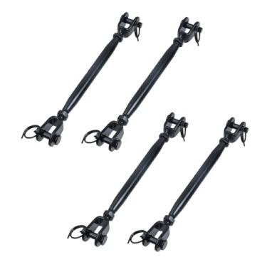 Imagem de Antrader Esticador M4 de mandíbula e mandíbula, 4 peças de aço inoxidável tensor de mandíbula dupla M4 tensor de cabo para serviço pesado, preto