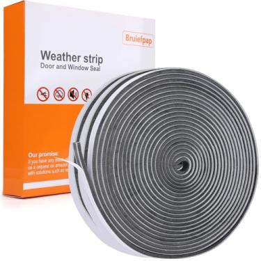 Imagem de Escova autoadesiva de 33,3 m para janelas deslizantes e molduras de portas, tira de vedação de atualização para isolamento acústico, à prova de poeira, à prova d'água e à prova de vento (cinza, 0,9 cm