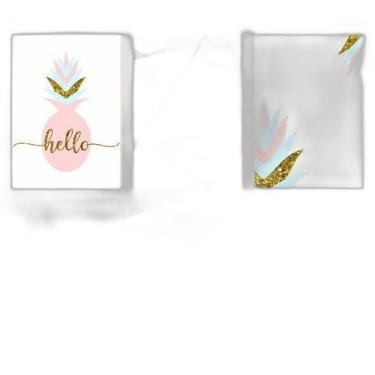 Imagem de Quadros Abacaxi Rosa, Azul Moldura Branca 24X18Cm 3Un - Quadros On-Lin