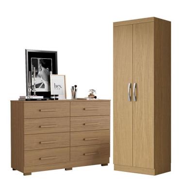Imagem de Cômoda 8 Gavetas e Armário Multiuso New 2014148 2000192 em MDF com Puxadores em MDF e P...