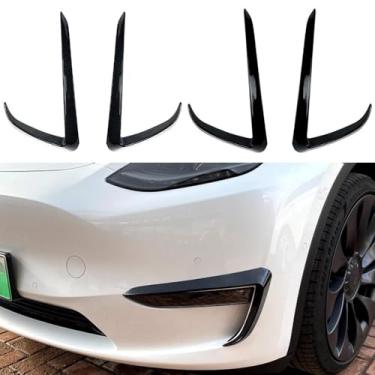 Imagem de Faca de vento Spoiler Tuning Air Blade Divisor lateral do para-choque dianteiro compatível com o kit de carroceria modelo Y acessórios de carro (preto brilhante)