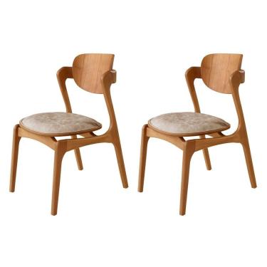 Imagem de Conjunto com 2 Cadeiras em Madeira Celeste Gold Milano / Imbuia Natural