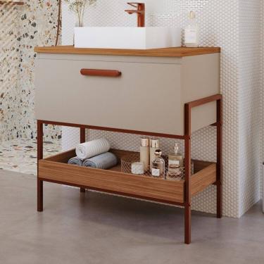 Imagem de Gabinete para Banheiro com Cuba Hana Espresso Móveis Cappuccino