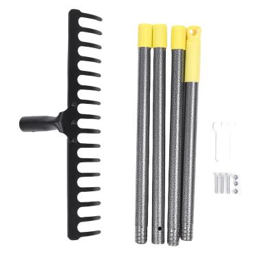 Imagem de Haofy Jardim Ancinho 17 Aço Tines para Dethatching Weeding 64,9 "Proof Metal Handle Heavy Duty Ancinho Quintal para o Prep Cascalho Espalhando Detritos Remoção