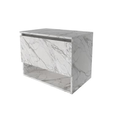 Imagem de Balcão Gabinete Suspenso para Banheiro 60cm com 1 Porta e Nicho BN3606 Mármore Branco  - Tecno