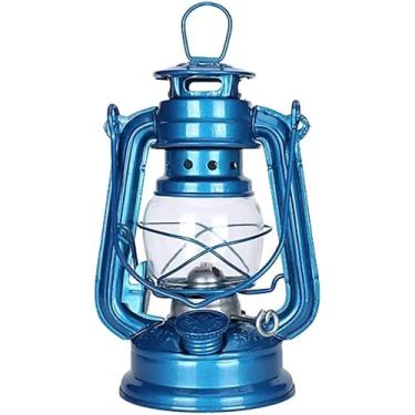 Imagem de Lâmpada De óleo De Querosene Retrô De Emergência Lanterna De Furacão Vintage Lanterna Suspensa De Metal Antigo Lâmpada De Querosene De Furacão Lâmpada De Querosene D, Blue
