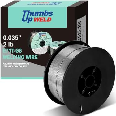 Imagem de thumbsupweld Arame De Solda Sem Gás, Arame Com Núcleo De Fluxo Sem Gás, Diâmetro De 0,35 Polegadas, Carretel De 2 Lb, Arame De Aço Carbono Mig
