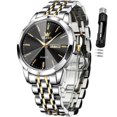 Imagem de Relógio OLEVS Silver Simple Business Dress para homens à prova d'água