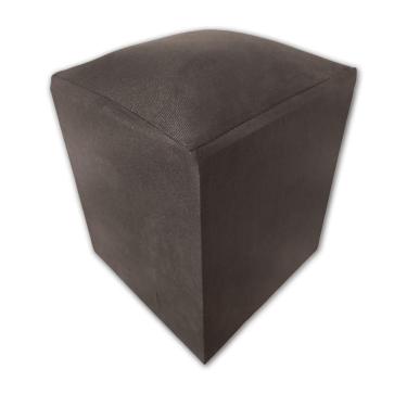 Imagem de Puff Banqueta Quadrado Cubo Decorativo Courino E Suede Marrom Suede