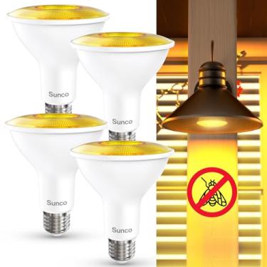Imagem de Sunco Lâmpadas LED amarelas para ambientes externos PAR30 Bug Light para varanda, quintal, exterior, 11W = 75W, brilho âmbar 2000K, regulável, 850 LM, E26, classificação molhada, instantânea, sem