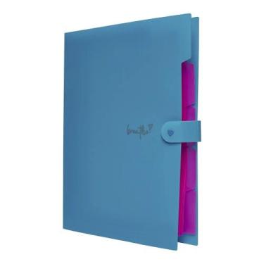 Imagem de Pasta Sanfonada Organizadora 5 Divisórias Semanal Polibras, Azul Neon