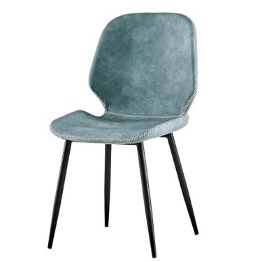 Imagem de Cadeira de jantar contemporânea de couro PU com pernas de metal - várias cores disponíveis (ciano vintage)
