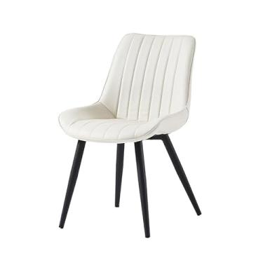 Imagem de Cadeira de jantar contemporânea de couro PU com pernas de metal - várias cores disponíveis (bege)