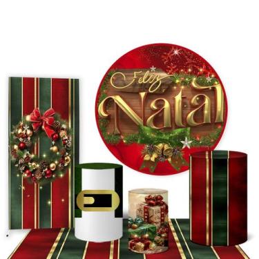 Imagem de Trio Capas Cilindro e Painel Redondo e Lateral e Tapete Natal - Fadrix