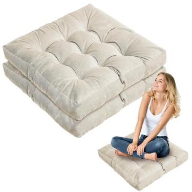 Imagem de Almofadas de chão Jerify Round Square 55x55cm bege 2 peças