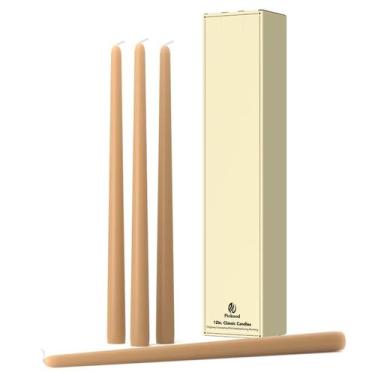 Imagem de Conjunto de 4 velas Pickood Taper de 30 cm, bege, sem gotejamento