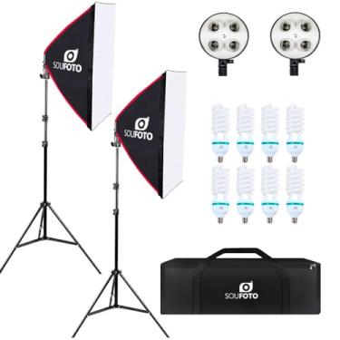 Imagem de SOU FOTO Kit de Softbox Quadruplo Completo Sofia com Tripé, Bolsa e Lâmpadas de 150w para Criação de Conteúdo Foto e Vídeo (110v)