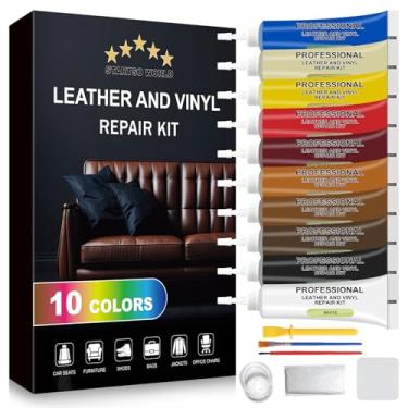Imagem de STARTSO WORLD Kit de reparo de couro para móveis, kit de reparo de sofá de couro para sofá, jaqueta, assentos de carro e bolsa com instruções super fáceis, restaura qualquer material, colado, plissado