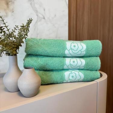 Imagem de Kit 3 Toalhas de Banho Bouquet 100% Algodão Super Macias e Absorventes – Conforto Premium (Kit 3 Verde)