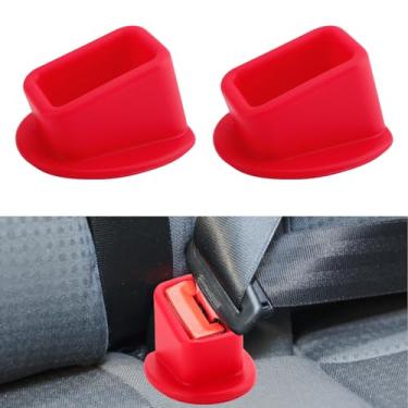 Imagem de Suporte de fivela de cinto de segurança de 2 peças, reforço de fivela de cinto de segurança traseiro de carro de silicone para fácil acesso, fixador de cinto de segurança, capa de proteção de fivela