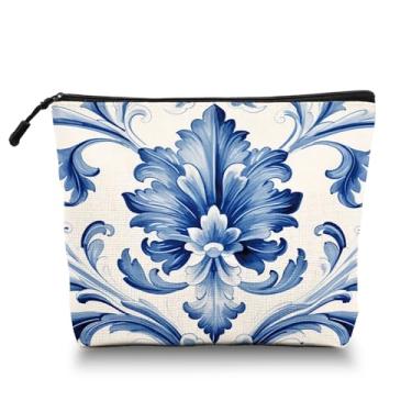 Imagem de Scribesense Bolsa de maquiagem organizadora de maquiagem à prova d'água com zíper 17 x 24 cm para mulheres, amigas e mães, Pintura em aquarela com gradientes de cor, 6.7x7.45in