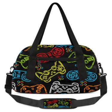 Imagem de Bolsa de viagem de academia para meninos – Bolsa infantil de fim de semana com bolso frontal com zíper para prática escolar, bolsas de mão para adolescentes, Joysticks de jogo, jogo