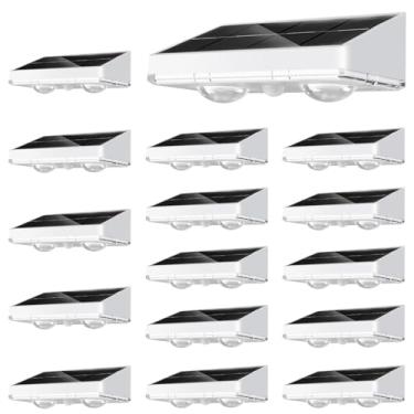 Imagem de NIORSUN Luzes solares de cerca, pacote com 16 lâmpadas solares, cor branca quente, lâmpada LED IP65 à prova d'água, lâmpada de pátio elétrica com lentes para exterior/quintal/corrimão/quintal (branca)