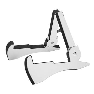 Imagem de oshhni Suporte de chão dobrável para guitarra, acessório universal profissional para instrumentos musicais, ideal para aulas de bandolim, Prata