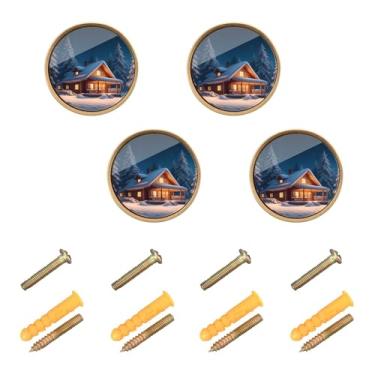 Imagem de Burbuja Puxadores de armário de cozinha Cozy House, pacote com 4, puxadores redondos de 3,5 cm, puxadores de cômoda com parafusos para armários de cozinha, quarto, armário