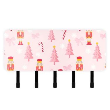 Imagem de Burbuja Porta-chaves de quebra-nozes para árvores de Natal com 5 ganchos para chave, porta-chaves autoadesivo montado na parede, organizador de armazenamento de correio para entrada, decoração de casa