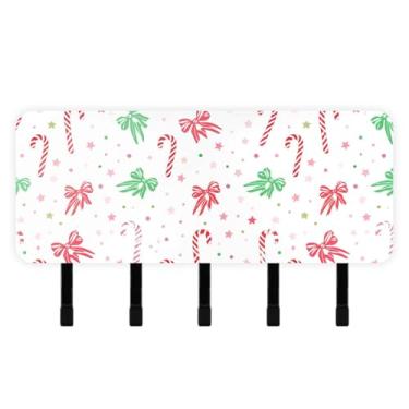 Imagem de Burbuja Porta-chaves de arco de bengala doce com 5 ganchos, porta-chaves autoadesivo montado na parede, organizador de armazenamento de correio para entrada, decoração de casa