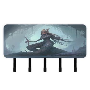 Imagem de Burbuja Porta-chaves de sirene com 5 ganchos, porta-chaves autoadesivo montado na parede, organizador de armazenamento de correio para entrada, decoração de casa