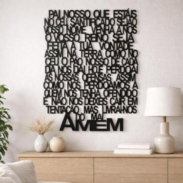 Imagem de Quadro Decorativo Religioso Pai Nosso Em Mdf Preto - Progetus, 40x30cm