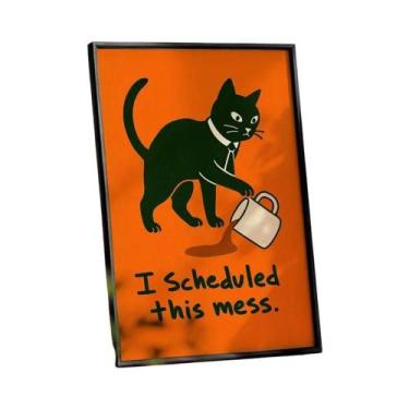 Imagem de Arte De Parede Gato Preto: Pôster Moderno Pop Divertido De Animal, Ilu