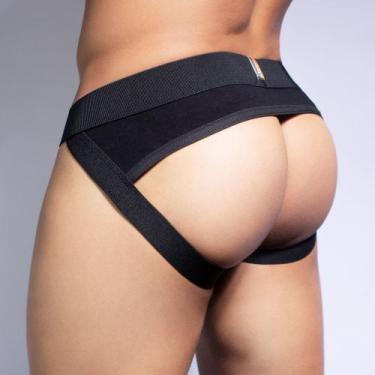 Imagem de Jockstrap Meia Lua Gls Gay Lgbt - ARCO-ÍRIS, Preto, M