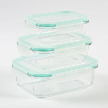 Imagem de Conjunto de 3 Potes Hermeticos de Vidro La Vittra com Tampa Branca Intervalue