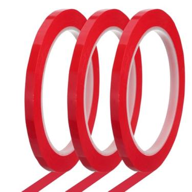 Imagem de Fita de quadro branco 1/10.2 cm x 72 jardas gráfico gráfico gráfico linha quadriculada fita de marcação para sala de aula, escritório, quadro de arte apagável a seco, vermelho, pacote com 3