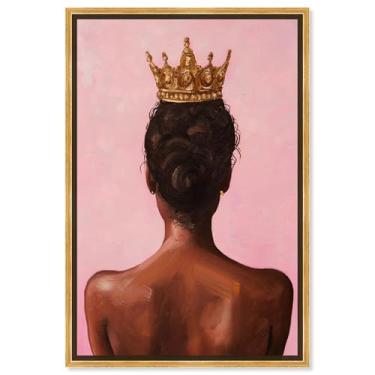 Imagem de Art Remedy Arte de retrato de ébano em tela de presença deslumbrante, moldura dourada, 25,4 cm x 38,1 cm