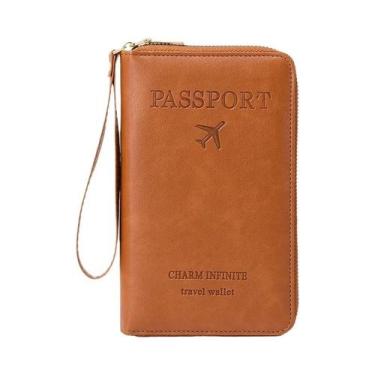 Imagem de Porta-passaporte De Viagem Multifuncional Com Zíper, Carteira Com Alça