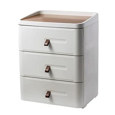 Imagem de Mesa de cabeceira branca com várias gavetas para sala de estar, sofá, mesa lateral, móveis, bandeja oculta embutida, mesa pequena (D)