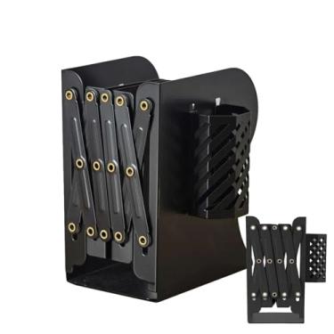 Imagem de Estante de mesa pequena – organizador de estante telescópica de mesa, organizador de mesa, armazenamento de metal, estante de mesa com suporte de caneta para casa, escritório