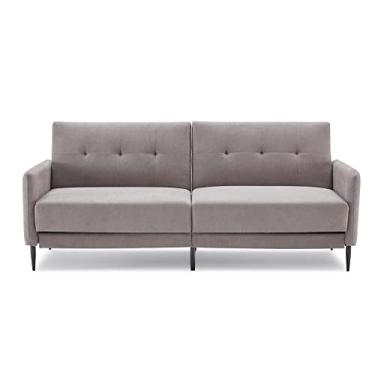 Imagem de Sofá-cama dobrável dobrável moderno estofado de linho, sofás de cor sólida para sala de estar, sofá-cama compacto para apartamento, escritório, dormitório