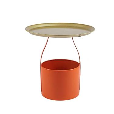 Imagem de Mesa central redonda pequena mesa lateral moderna sala de estar mesa de centro quarto mesa de cabeceira ferro forjado armário de armazenamento mesa de quarto